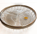 Modern Vintage Divided Serving Bowl Centerpiece SILVER RIM Leonard Crystal