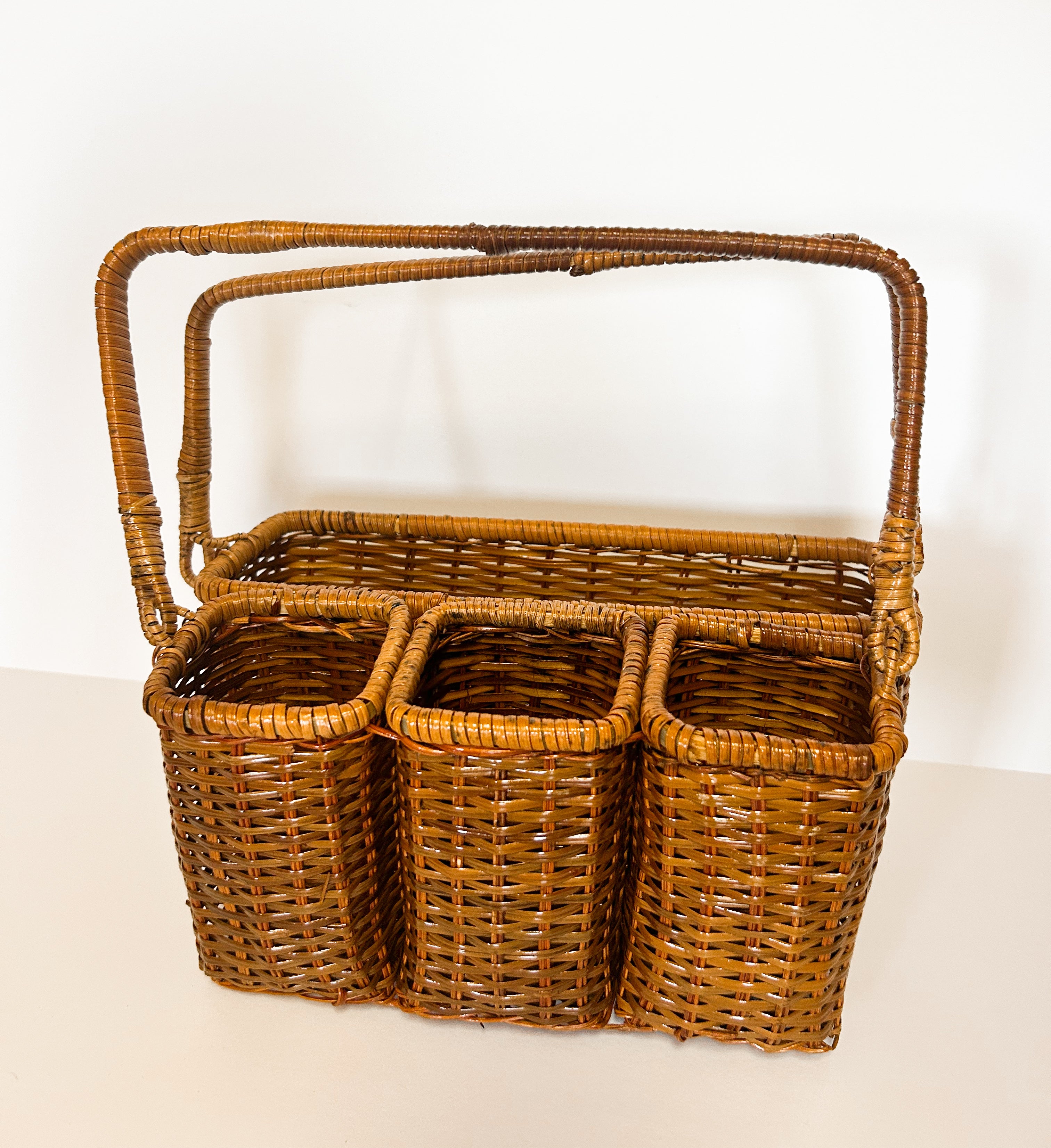 Wicker Flatware Serving Basket Caddy