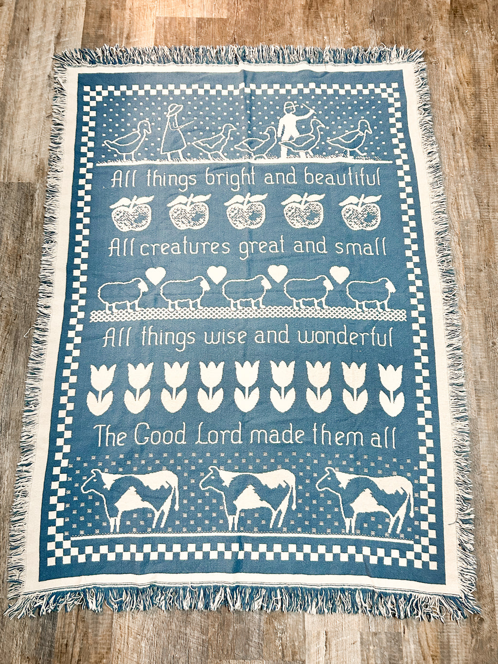 Blue Simply Country Fringed Throw Blanket