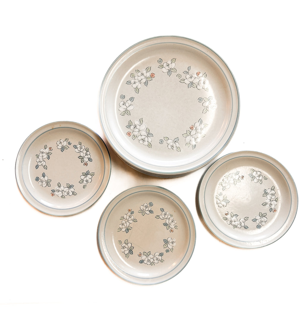 Chantilly "Fleur De Lune" Hand Decorated Hearthside Stoneware Plate Set