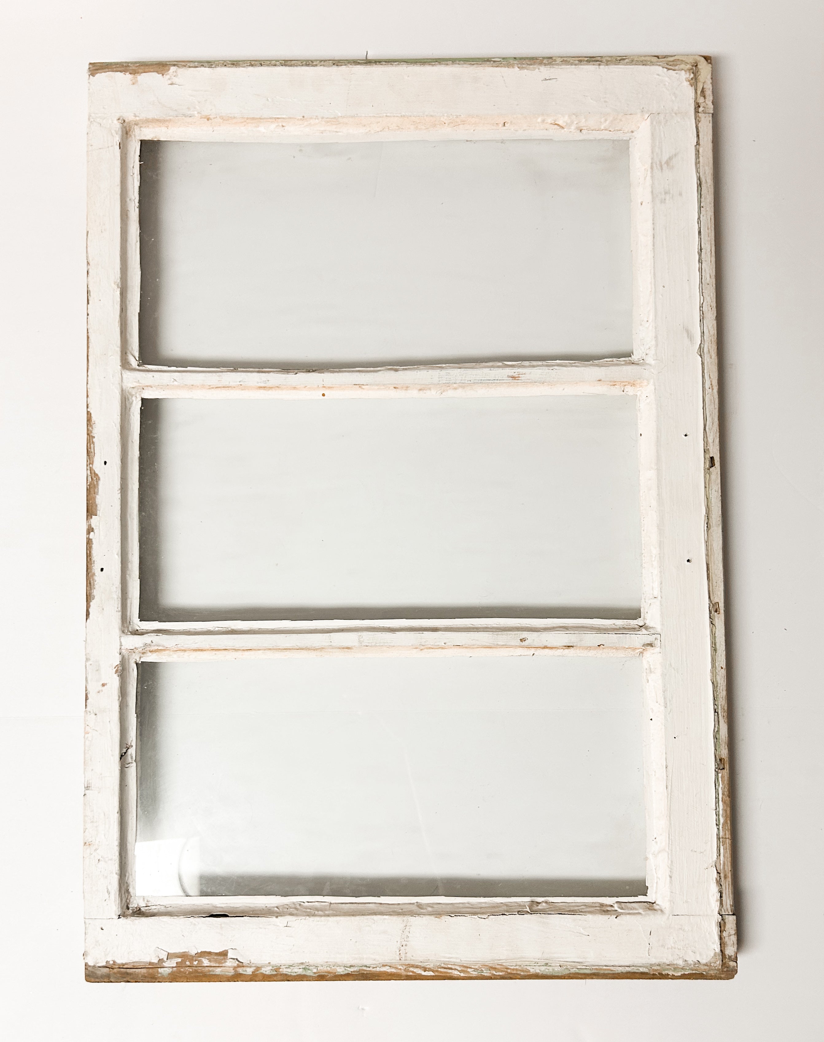 Antique Three-Pane Wood Window Sash