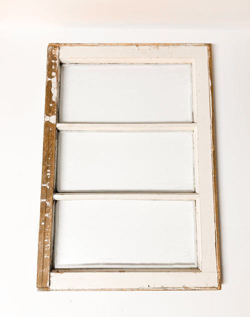 Antique Three-Pane Wood Window Sash