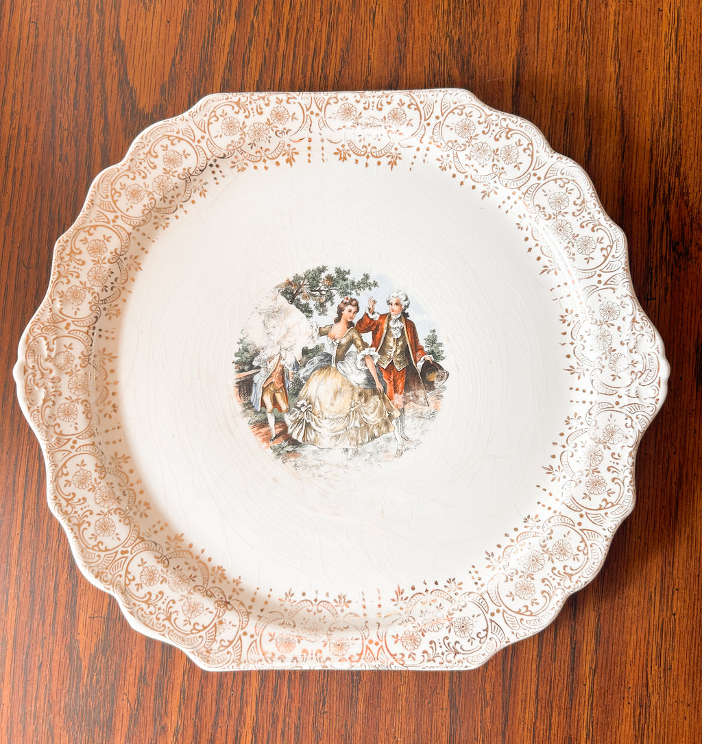Scalloped Vintage Chantilly Dinner Plate by Sebring Pottery 12”