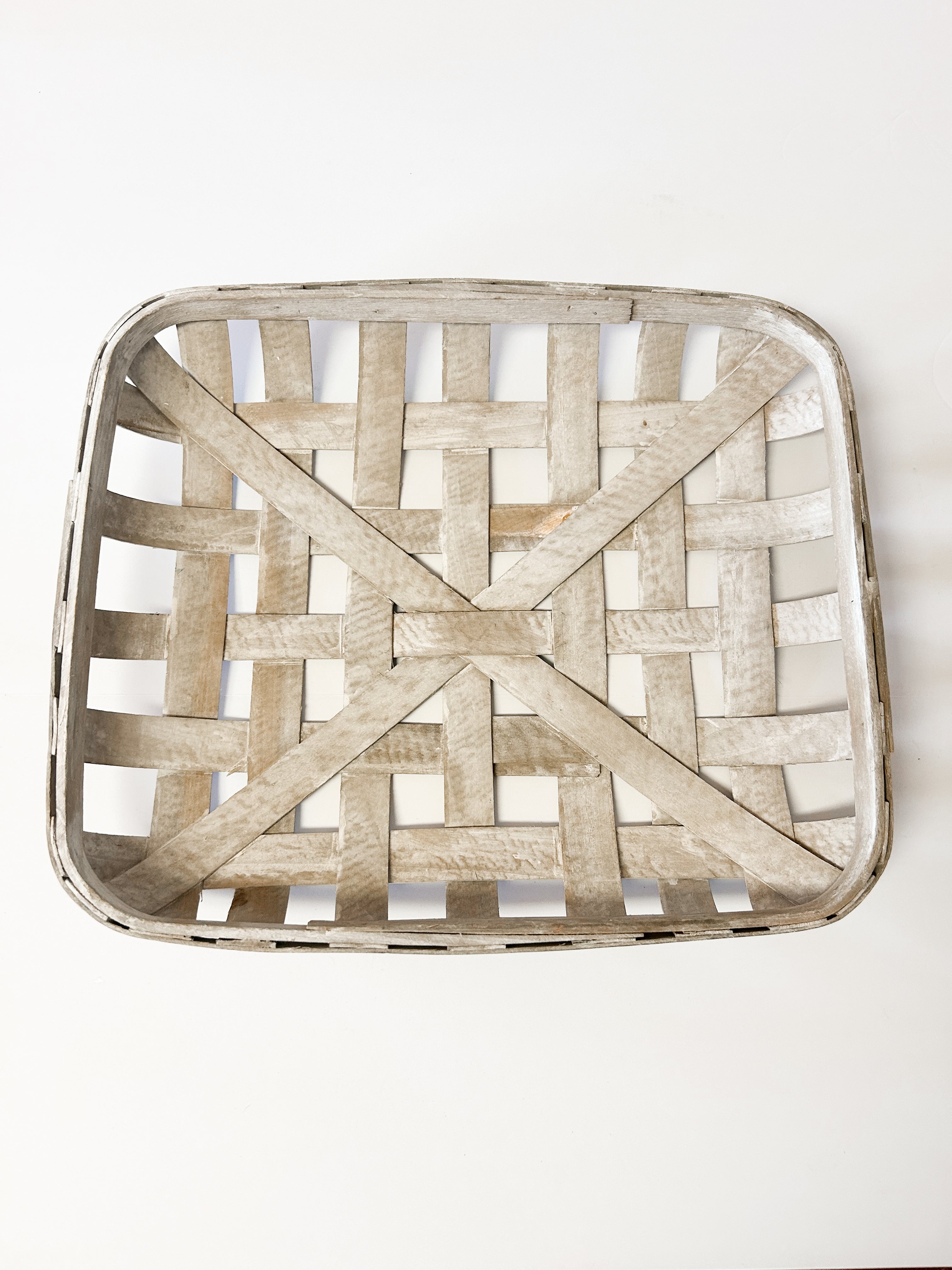 White Washed Tobacco Basket