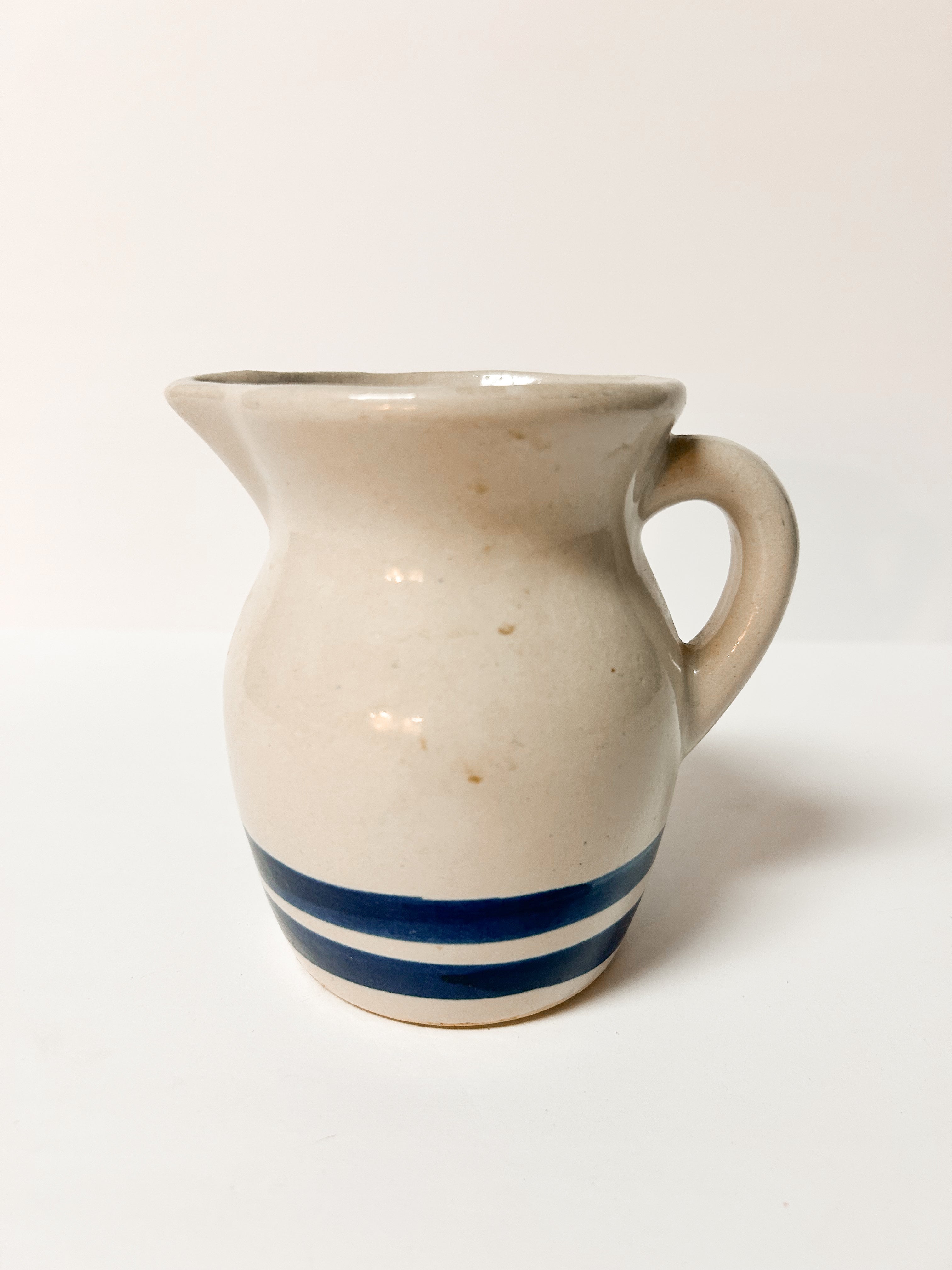 Blue Striped Pottery Pitcher