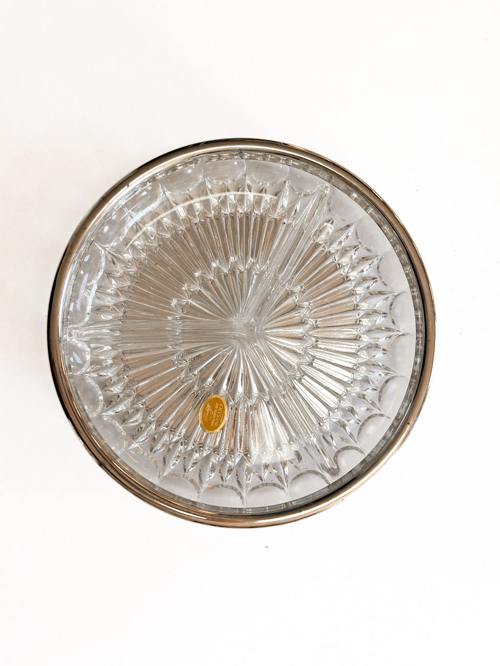 Modern Vintage Divided Serving Bowl Centerpiece SILVER RIM Leonard Crystal